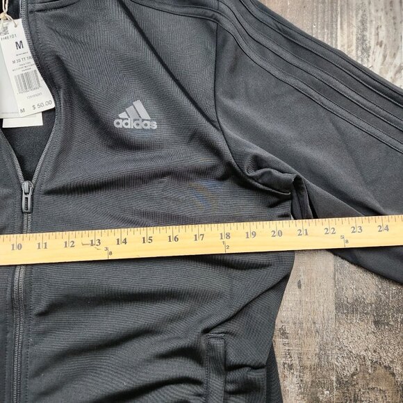 Men's Adidas Size M Medium Tres Three Stripe Black Polyester Track Jacket - Picture 6 of 8